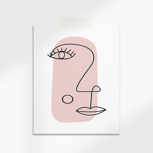 Line Art Face Pink Blush Art Print