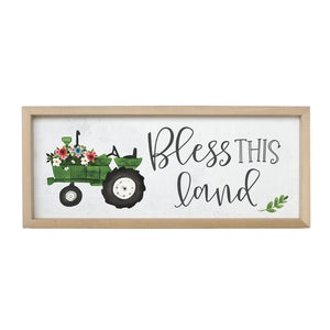 Bless This Land (Green Tractor) Farmhouse Frame
