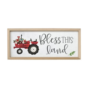 Bless This Land (Red Tractor) Farmhouse Frame