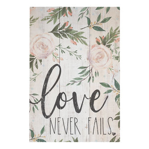 Love Never Fails - Rustic Pallet Wall Art