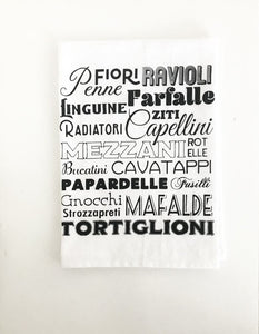 Pasta Words Cotton Kitchen Towel