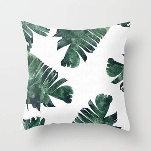 Banana Leaf Watercolor Pattern Throw Pillow Cover